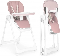 Jedilni stolček z nastavljivo višino, eko usnje, dvojni pladenj, roza ECOTOYS