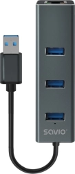 Savio razdelilnik USB-A 3.1 Gen 1 s 3 vrati in adapterjem RJ‑45 gigabitni ethernet