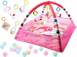 Izobraževalna podloga z loki in žogicami roza