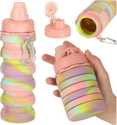 Zložljiva športna silikonska steklenica za vodo 500 ml, mavrična