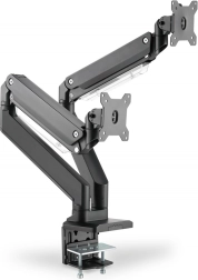 Stojalo za dva monitorja s spono in plinsko vzmetjo