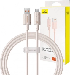 Hitronapajalni kabel Baseus USB na USB-C Habitat Series 1m rožnato