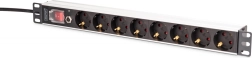 Rack PDU letvica 19'' z zaščito pred preobremenitvijo, 8 vtičnic Schuko, 2 m kabel, 16 A, aluminij