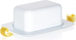 Jekleno masleno posodico v beli barvi