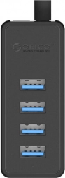ORICO USB 3.0 hub 4× USB z zunanjim napajanjem (črn)