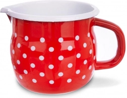 Emajliran lonec s izlivnikom rdeč z belimi pikami 800 ml
