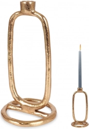 Zlat svečnik iz aluminija za dolgo svečo 24 cm