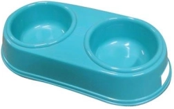 Dvojna pasja posoda 26,5 × 12,5 cm, plast, mešane barve