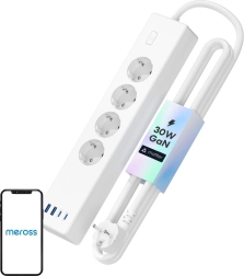 Meross pametna napajalna letvica MSP844 s hitrim polnjenjem, 4 vtičnice + 2× USB‑A + 2× USB‑C (Matter)