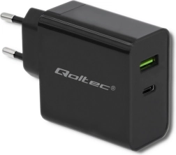 Omrežni polnilec 45 W z USB‑C Power Delivery in USB, črna