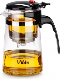 Steklena čajnika z iztočnim french press prelivnikom 680 ml Vilde