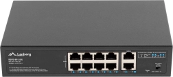 LANBERG 8-portni PoE+ stikalo 10/100 Mb/s z 2× gigabitnim uplinkom za rack