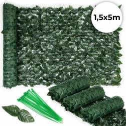 Umetna bršljanova ograja 500x50 cm na balkonu v zeleni barvi