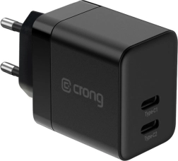 Ultrakompakten gan omrežni polnilnik 2× usb‑c 35 w pd 3.0 s pps, črna