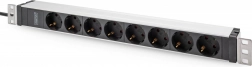 Rackova PDU letvica 19" z 8 vtičnicami Schuko, vhod IEC C20, 16 A, 230 V, kabel 2 m, aluminijasta izvedba