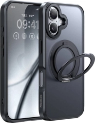 McDodo MagSafe ovitek s stojalom za iPhone 16 Plus črn