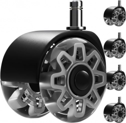 Siva kolesca za pisarniški stol 2,5" RUHHY, set 5 kosov, tiha, ne poškodujejo tal