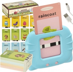 Otroški avdio bralnik in kartice za učenje angleščine, 112 dvostranskih kartic, modra