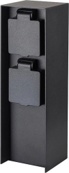 Solight outdoor electrical pillar IP44 with 2 sockets, black