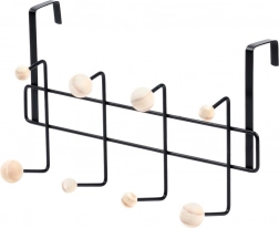 Viseči vratni obešalnik iz kovine in lesa 37 cm, črn