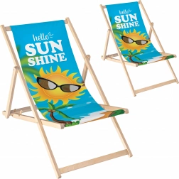 Komplet 2 zložljivih lesenih ležalnikov za vrt in plažo, nastavljiva