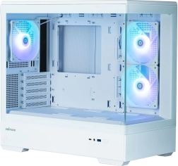 Ohišje MicroATX mini tower s panoramskim steklom in 3 ARGB ventilatorji – belo