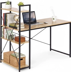 Pisalna miza 120 × 60 cm z regalom in 3 policami v loft slogu ModernHome