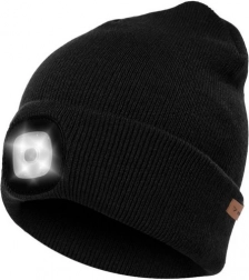 Zimska kapa s LED lučko USB - Črna Beanie