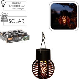 Solarnа viseča laterna z učinkom plamena, črna, 7 × 7 × 9 cm