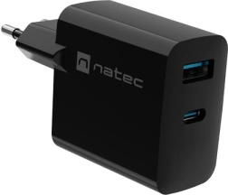 Natec Ribera GaN omrežni polnilec 1x USB-A + 1x USB-C 45W črna