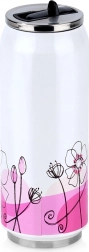 Termo lonček v obliki pločevinke 500 ml s cvetličnim motivom