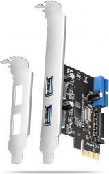 krmilnik pcie axagon z 2× usb-a in 2× notranjim usb 5 gbps, uasp, nizek profil, napajanje sata