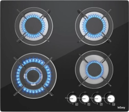 Iseasy plinska kuhalna plošča s stekleno površino, 4 gorilniki