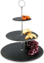 Trinadstropno črno kamnito servirno stojalo 31 cm