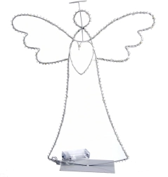 Metal angel with LED halo, white