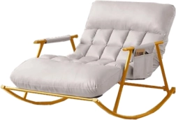 Dvojni gugalni stol s kovinsko osnovo v zlati barvi – bel