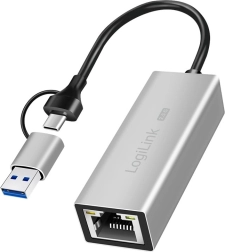 Adapter USB‑A/USB‑C na 2,5G Ethernet, siv