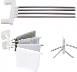 Vrtljiv stenski nosilec za brisače s 4 kraki brez vrtanja