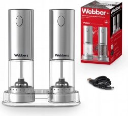 električni mlinčki za sol in poper USB‑C, komplet 2 kos z nastavljivo grobostjo in LED svetlobo
