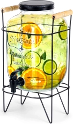 Glass beverage dispenser with tap and black stand 5.5 l