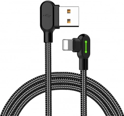 Kotna USB Lightning kabel s LED osvetlitvijo McDodo 1,2m črna