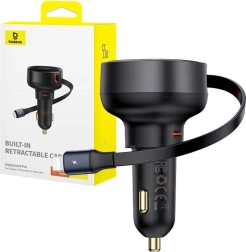 Avtomobilski polnilec Baseus Enjoyment Pro z Lightning in USB‑C kablom, 55 W