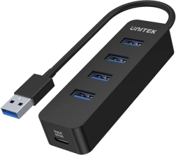 Unitek uHUB Q4 aktivni USB razdelilnik 4× USB‑A 3.0 z napajanjem 10 W