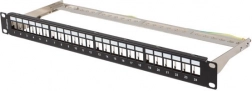 Patch panel 24 vrat 1U 19" FTP za Keystone module, črn