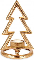 Zlat svečnik iz aluminija v obliki božičnega drevesca 16 cm