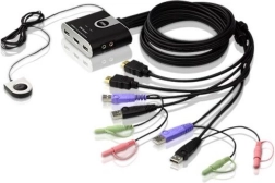 KVM stikalo z 2 vhodoma USB HDMI/Avdio z daljinskim upravljalnikom priključkov