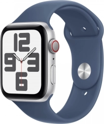 Apple Watch SE GPS + Cellular 40 mm srebrno aluminijasto ohišje s športnim paščkom Denim M/L