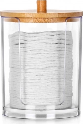 Posoda za kozmetične blazinice iz akrila z bambusovim pokrovom 7 × 10 cm