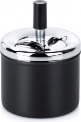 Kovinski zapiralni vrtljivi pepelnik črn 9,5 × 13 cm