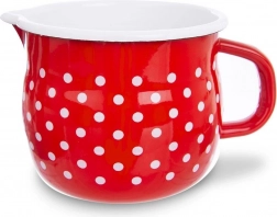 Emajliran lonec z izlivčkom rdeč z belimi pikami 1,9 l